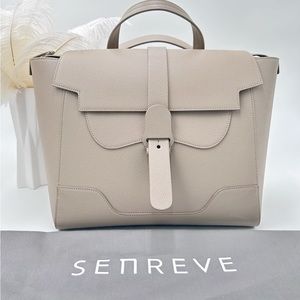 Authentic NWT SENREVE Maestra Bag - Pebbled Sand - Silver